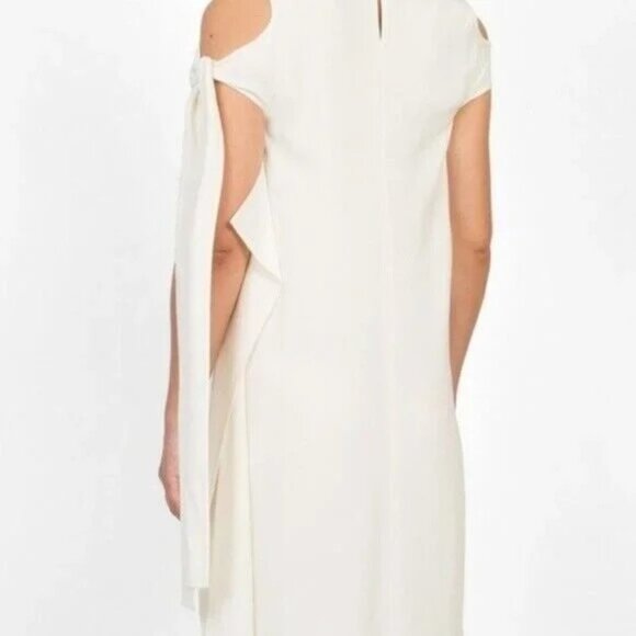 Helmut Lang NWT Ivory Shoulder Tie Midi Dress Solid Drape Extra Small XS - Picture 3 of 11